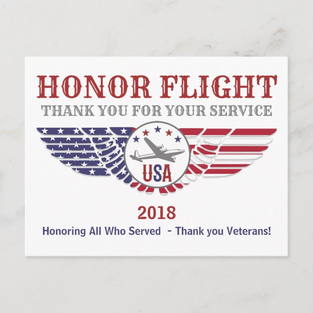 Honor Flight Gracias Por Sus Tarjetas De Servicio (Anverso)