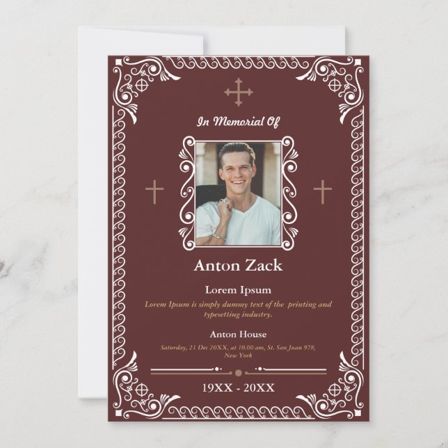 Honrar su memoria: Invitación a funerales ornados (Anverso)