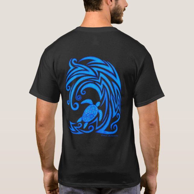 Honu hawaiano n agita la camiseta tribal de la (Reverso)
