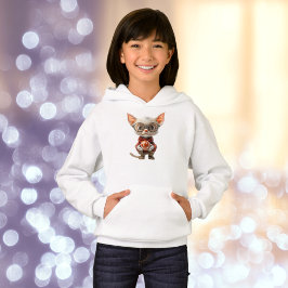 Hoodie de Chica de gato de Navidades rojos