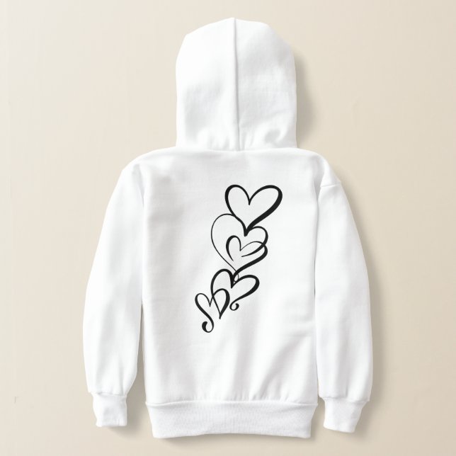 Hoodie de Chica de trío de corazón negro (Distribución Reverso )