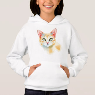 Hoodie de Chicas del gato color de agua