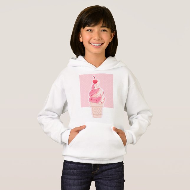 Hoodie de helado rosa estético 01 (Anverso completo)