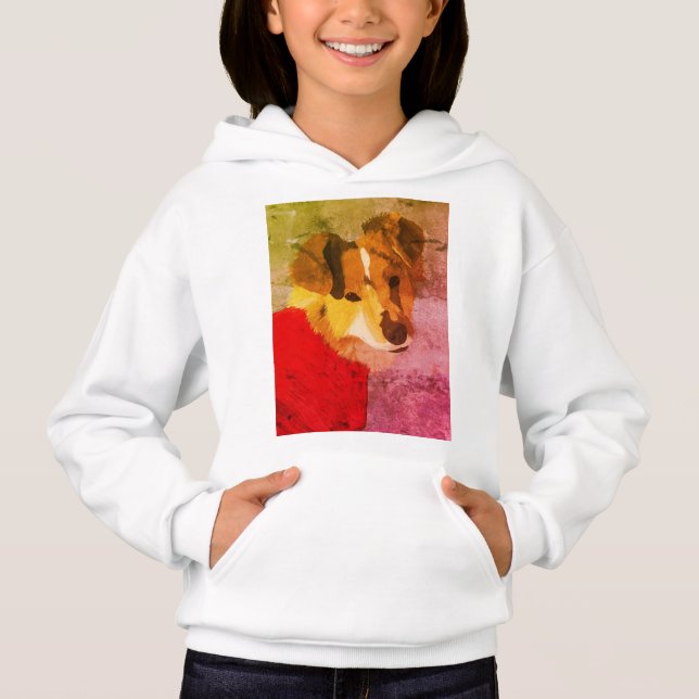 Hoodie de retrato de perro pintado a mano (Anverso)