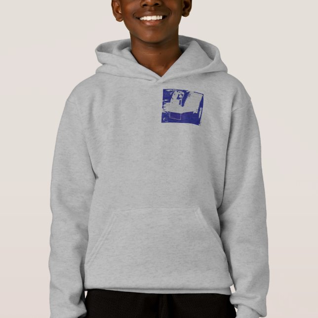 Hoodie gráfico azul "Toma la carretera" (Anverso)