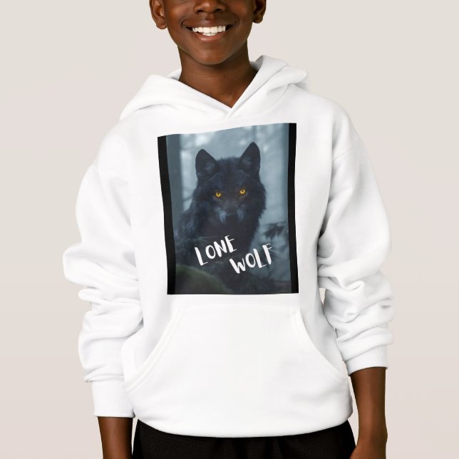 hoodie infantil (diseño de lobo solitario) (Anverso)