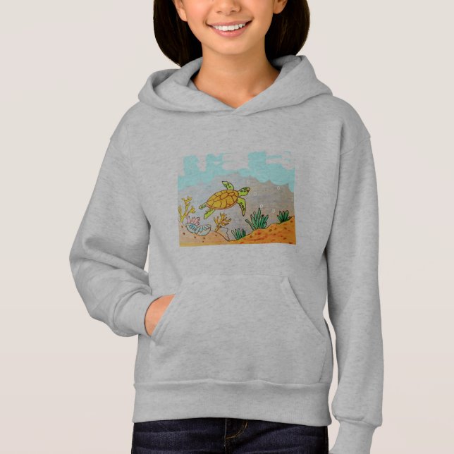 HOODIO DE PULLOVER PARA NIÑOS - TORTUGA DE MAR (Anverso)
