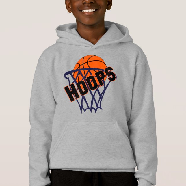 Hoops Basketball & Net Boys Hoodie (Anverso)