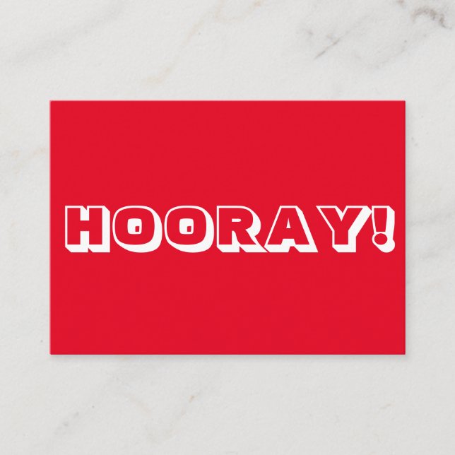 Hooray! negrita roja tipografía moderna tarjeta de (Anverso)