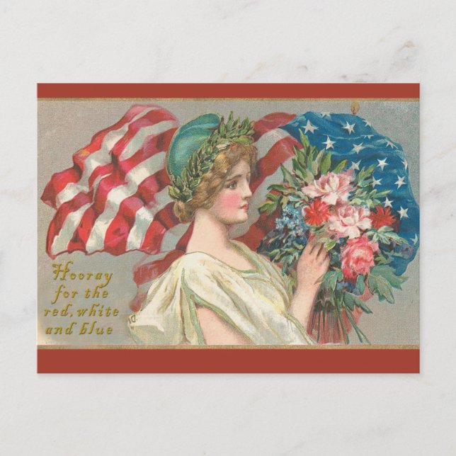 Hooray para las tarjetas rojas blanca y azul (Anverso)