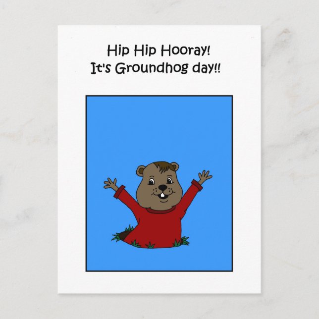 Hooray su postal del día de Groundhog (Anverso)