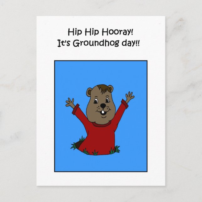 Hooray su postal del día de Groundhog (Anverso)