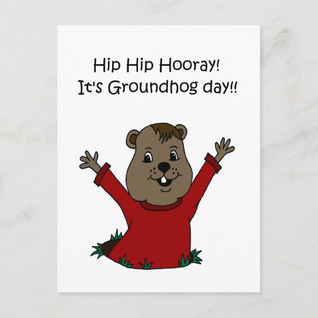 Hooray su postal del día Groundhog en blanco (Anverso)
