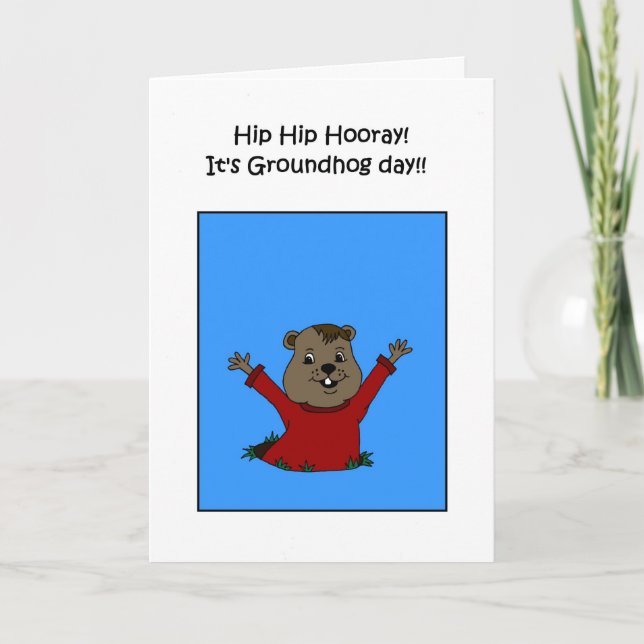 Hooray su tarjeta del día de la marmota (Anverso)