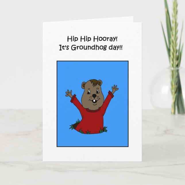 Hooray su tarjeta del día de la marmota (Anverso)