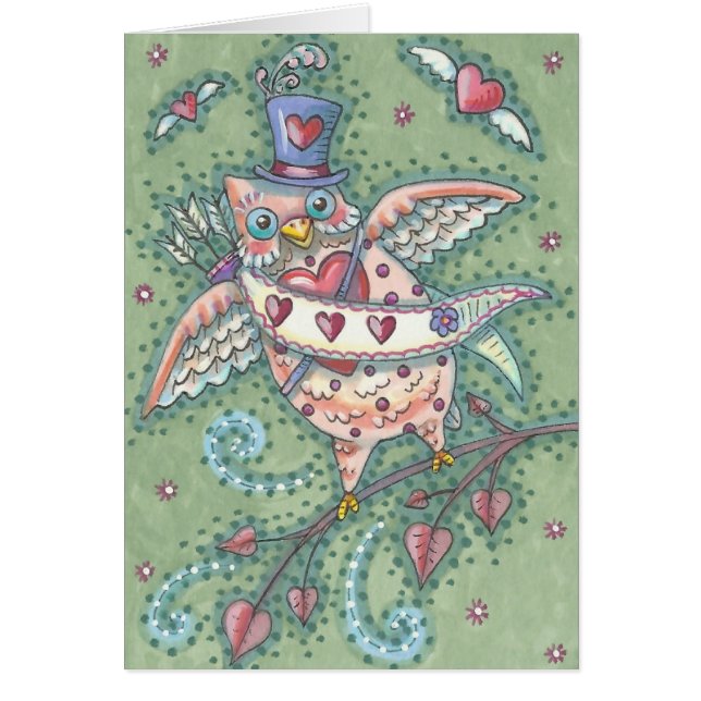 HOOTS N' HEARTS OWL VALENTINE'S DAY NOTE CARD (Frente)