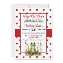 Hop on Cute Frog Invitación a Baby Shower