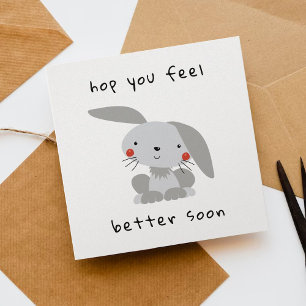 Hop, te sentirás mejor pronto, tarjeta de conejo c