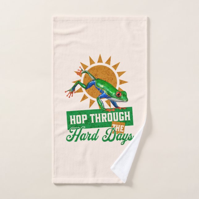 Hop through Hard Days Amazon Tree Frog (Toalla de mano)