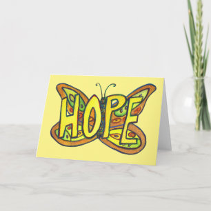 Hope Green Butterfly Nota de arte de tarjetas de f