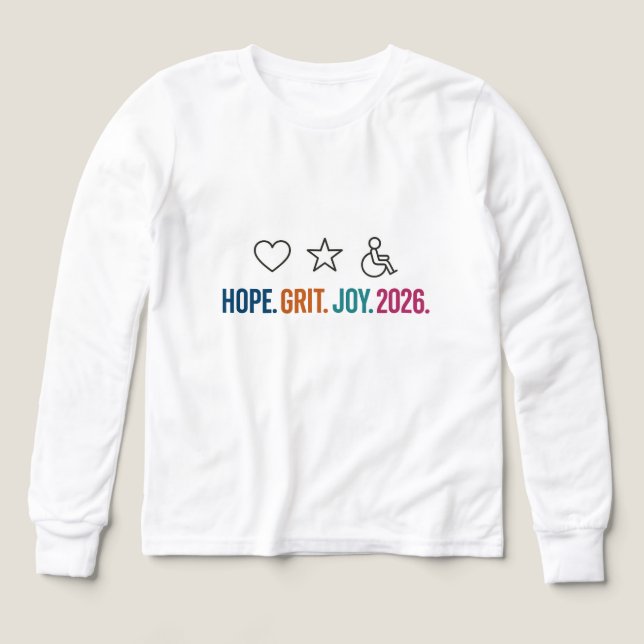 Hope Grit Joy 2026 Minimalist Special Needs (Diseño frontal)