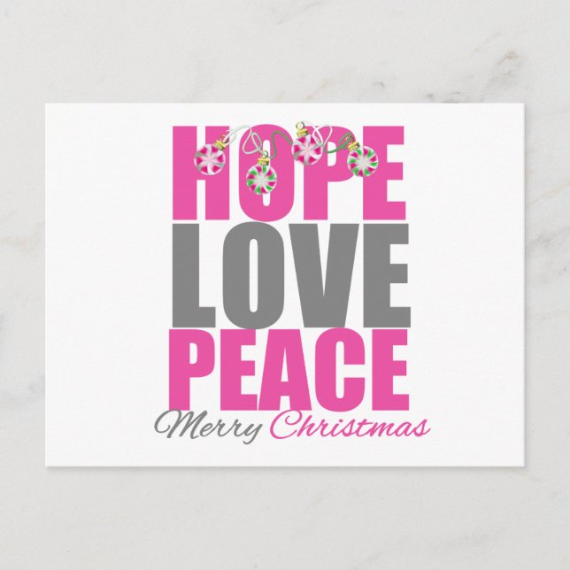 Hope Love Peace Feliz Ornamentos de Navidad (Anverso)