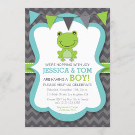 Hopping with Joy Frog Boy Invitación de Baby Showe