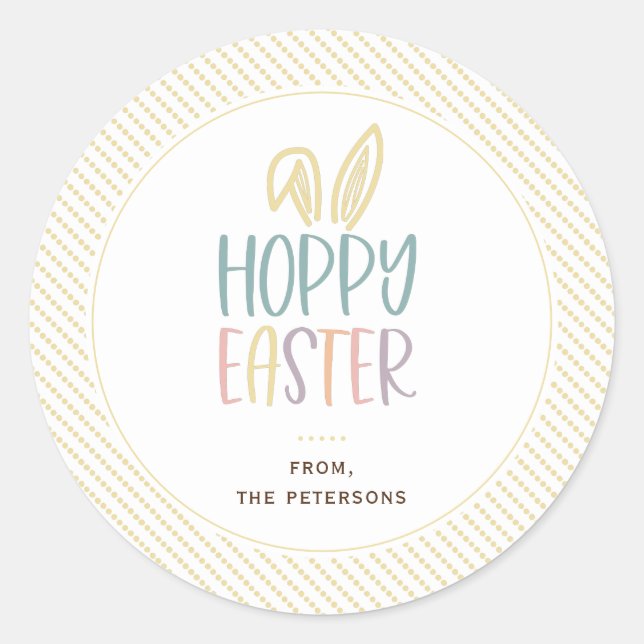 Hoppy Easter Bunny Ears Classic Round Pegatina (Anverso)