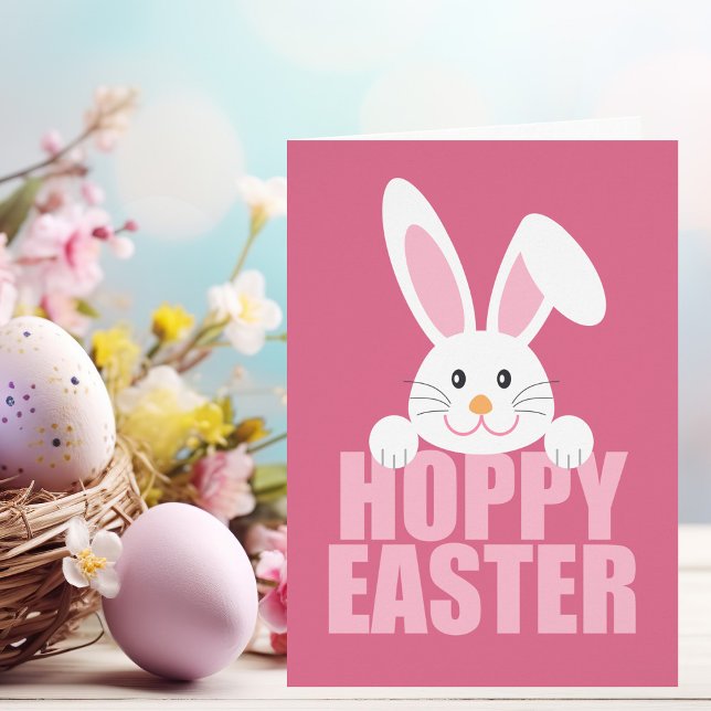 Hoppy Easter Cute Happy Easter Bunny Pun Card (Subido por el creador)