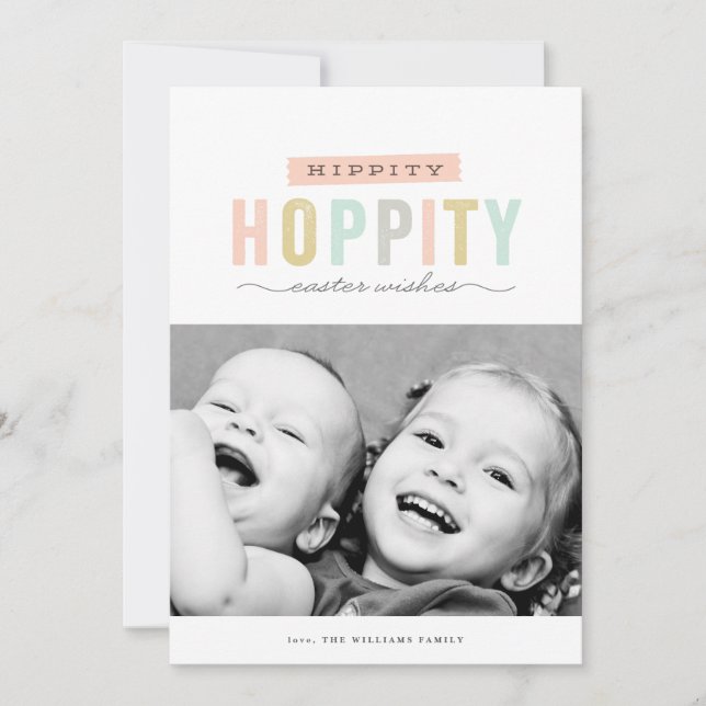 Hoppy Easter | Tarjeta fotográfica de Pascua (Anverso)