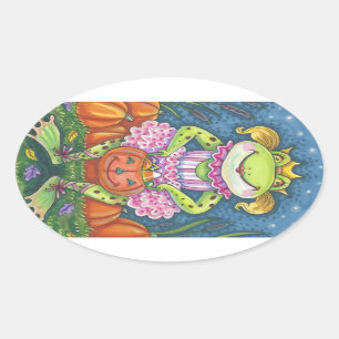 HOPPY HALLOWEEN FROG PEGATINAS SHEET Oval