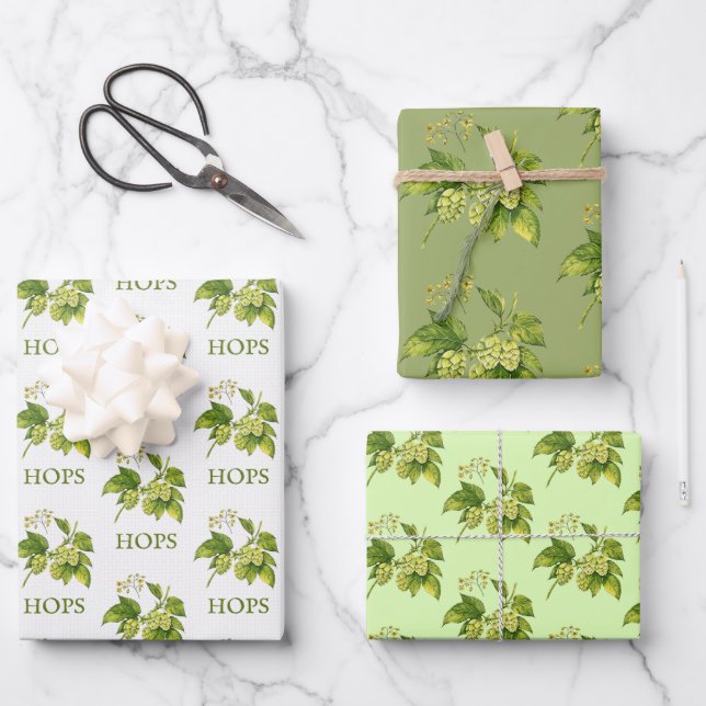 Hops Flores y hojas Diseño Papel de ajuste (Anverso)