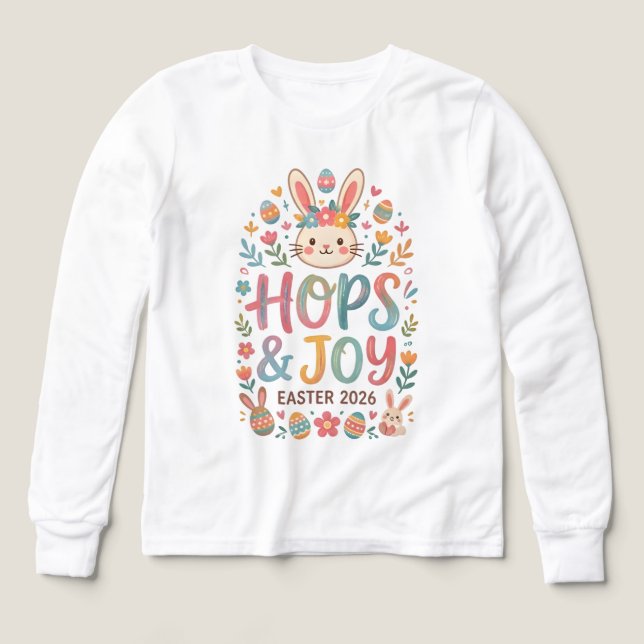 Hops & Joy Easter Shirt for Kids (Diseño frontal)