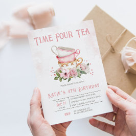 Hora Cuatro Tés Té Té Tema Invitación al cumpleaño