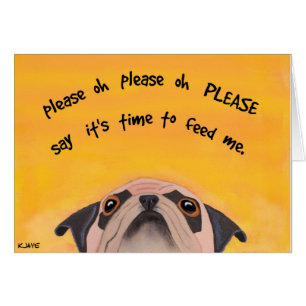 Hora de Alimentación del Pug - Tarjeta de Arte par