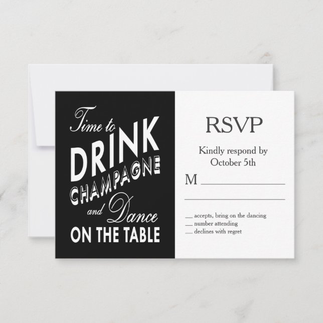 Hora de beber champán Boda de Halloween RSVP (Anverso)