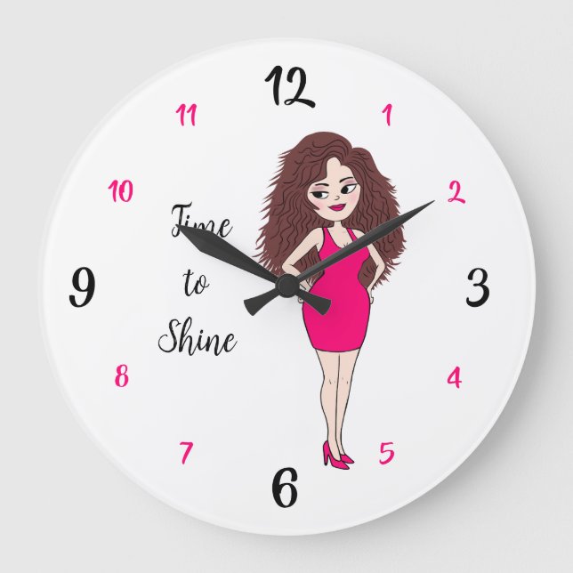 Hora de Brillar – Reloj de Pared Mujer Elegante (Anverso)