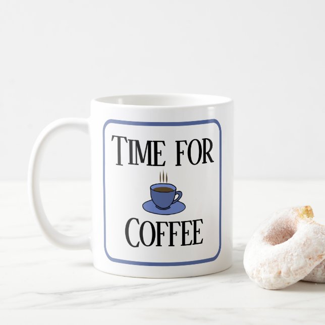 Hora de café, taza azul. Personalizado. (Con donut)