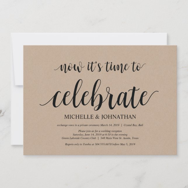 hora de celebrar, invitaciones de boda fuga (Anverso)