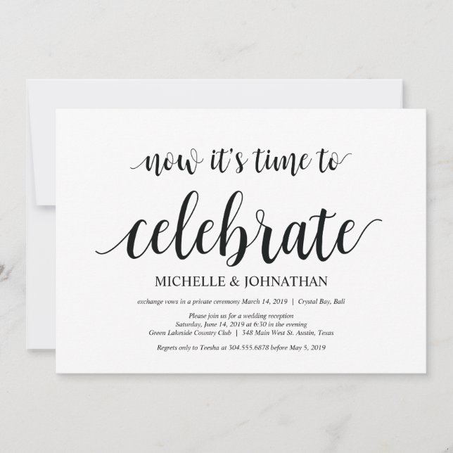 hora de celebrar, invitaciones de fuga de novios (Anverso)