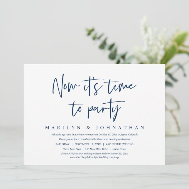 Hora de Fiesta, Invitación para Cena de Boda Infor (Anverso de pie)