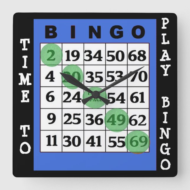 Hora de jugar el reloj de pared del bingo (Anverso)
