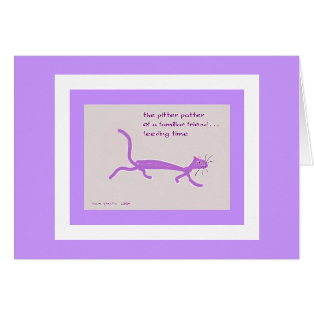 Hora de la comida - tarjeta feliz del gato (Anverso (Horizontal))