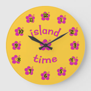 ¡Hora de la Isla! Reloj de pared de Hibiscus Motif