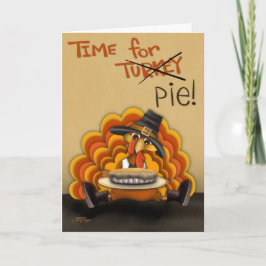 Hora de pastel Tarjeta de pavo divertida y linda d