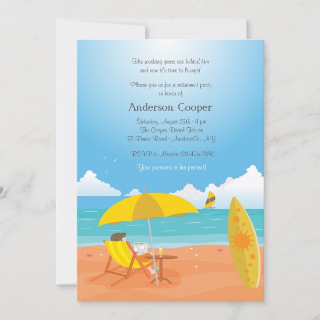 Hora de relajar la invitación del fiesta de retiro (Anverso)