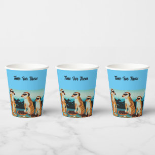 Hora de tacos estilo suricata, vasos de papel