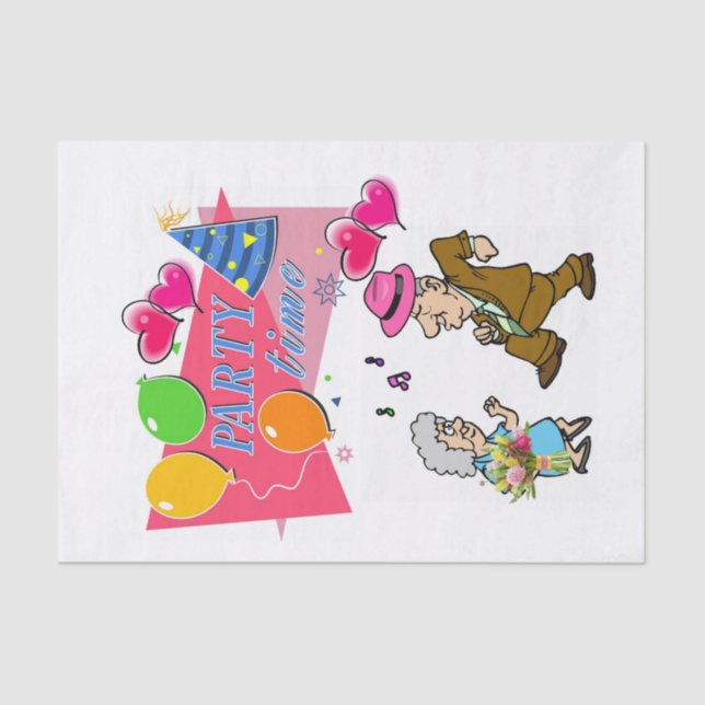 Hora del Fiesta del Papel Tejido Feliz Cumpleaños (Anverso)