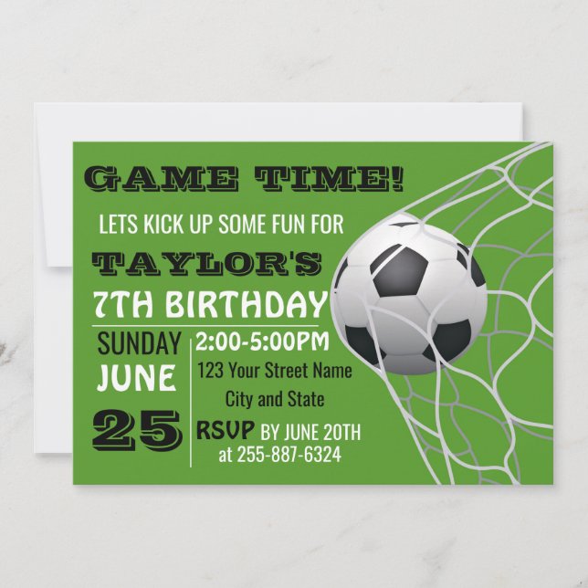 Hora del partido de fútbol Tarjeta de invitación d (Anverso)