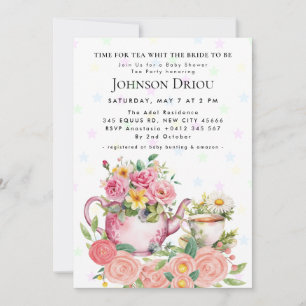 HORA DEL TÉ CON LA Invitación para Baby Shower de 